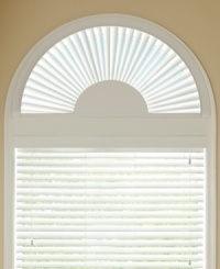 Complete the look of your arrangement with this faux wood arch window treatment from Graber. Designed with a recessed frame and a soft coconut tone, this faux wood arch treatment fits a wide range of window sizes and decor styles. Complete the look of your arrangement with this faux wood arch window treatment from Graber. Designed with a recessed frame and a soft coconut tone, this faux wood arch treatment fits a wide range of window sizes and decor styles.