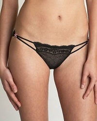 A sheer lo-rise bikini with lace front and ruching in back. Cotton gusset. Style # 721325 A sheer lo-rise bikini with lace front and ruching in back. Cotton gusset. Style # 721325