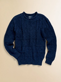 Drawing inspiration from the classic fisherman's sweater, this lightweight cotton version boasts a textural blend of knits, making it a cozy guard against the breezy weather.Rolled necklineLong sleevesPullover styleRibbed cuffs and hemCottonHand washImported Drawing inspiration from the classic fisherman's sweater, this lightweight cotton version boasts a textural blend of knits, making it a cozy guard against the breezy weather.Rolled necklineLong sleevesPullover styleRibbed cuffs and hemCottonHand washImported