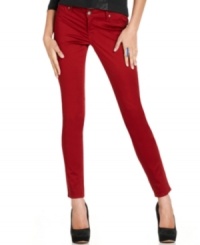 Transition into the cool season with these five-pocket skinny jeans from Jessica Simpson! Pair them with a chic blouse or blazer for added flair. Transition into the cool season with these five-pocket skinny jeans from Jessica Simpson! Pair them with a chic blouse or blazer for added flair.
