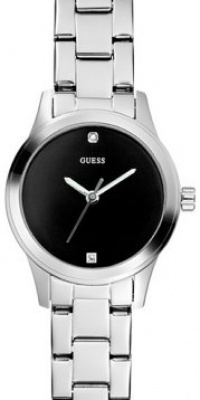 Guess Women's U85118L1 Silver Stainless-Steel Quartz Watch with Black Dial Guess Women's U85118L1 Silver Stainless-Steel Quartz Watch with Black Dial