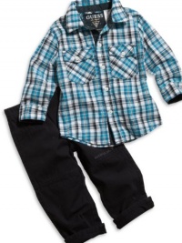 GUESS Kids Boys Long-Sleeve Shirt & Pants Set, PLAID (24M) GUESS Kids Boys Long-Sleeve Shirt & Pants Set, PLAID (24M)