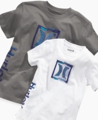 Double take. The stand-out style of this t-shirt from Hurley makes it a perfectly simple style for him to skate or surf in this summer. Double take. The stand-out style of this t-shirt from Hurley makes it a perfectly simple style for him to skate or surf in this summer.