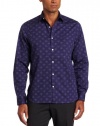 Perry Ellis Men's Long-Sleeve Slim-Fit Diamond-Printed Woven Shirt