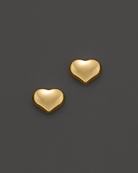 Romantic 18K yellow gold heart studs from Roberto Coin. Romantic 18K yellow gold heart studs from Roberto Coin.