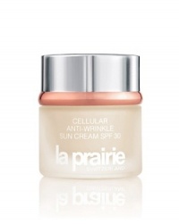 Cellular Anti-Wrinkle Sun Cream SPF 30 is perfect for your everyday moisturizer, yet protective enough for the outdoor activities you enjoy. Formulated with maximum protection for prolonged sun exposure, this unique and luxurious cream has 5 different UVA/UVB absorbers, including Parsol 1789 and an Auto Defense Complex that protects from the pre-mature aging effects of free radicals. It helps reduce inflammation and improves cell survival rate-counteracting how your skin responds to potential sun damage. Cellular Anti-Wrinkle Sun Cream SPF 30 is perfect for your everyday moisturizer, yet protective enough for the outdoor activities you enjoy. Formulated with maximum protection for prolonged sun exposure, this unique and luxurious cream has 5 different UVA/UVB absorbers, including Parsol 1789 and an Auto Defense Complex that protects from the pre-mature aging effects of free radicals. It helps reduce inflammation and improves cell survival rate-counteracting how your skin responds to potential sun damage.