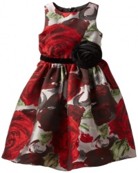 Us Angels Girls 2-6X Flower Dress, Red Brocade, 5 Us Angels Girls 2-6X Flower Dress, Red Brocade, 5