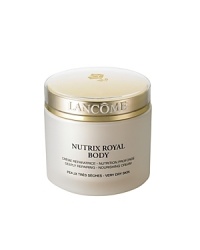 Nutrix Royal BodyDeeply Repairing - Nourishing CreamNURTURE VERY DRY SKIN BACK TO SUPPLE SOFTNESS- RESCUE your skin from serious dryness. Instantly relieve uncomfortable tightness and smooth the roughness caused by extreme dehydration.- REPAIR the appearance of dry and very dry skin with ROYAL LIPIDÉUM™, a unique technology enriched with Royal Jelly that supplements skin's own natural lipids for intense hydration.- PROTECT your body with renewed levels of moisture-trapping lipids. Skin feels insulated from the daily effects of climate and seasonal changes. Nurtured and moisturized, skin feels silky smooth, soft, and comfortable. Nutrix Royal BodyDeeply Repairing - Nourishing CreamNURTURE VERY DRY SKIN BACK TO SUPPLE SOFTNESS- RESCUE your skin from serious dryness. Instantly relieve uncomfortable tightness and smooth the roughness caused by extreme dehydration.- REPAIR the appearance of dry and very dry skin with ROYAL LIPIDÉUM™, a unique technology enriched with Royal Jelly that supplements skin's own natural lipids for intense hydration.- PROTECT your body with renewed levels of moisture-trapping lipids. Skin feels insulated from the daily effects of climate and seasonal changes. Nurtured and moisturized, skin feels silky smooth, soft, and comfortable.