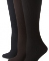 Gold Toe Women's 3 Pk Basic Rib Trouser,Brown/Navy/Black,9-11