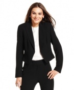 Nine West borrowed from the boys for this sleek number, tailored to look like a tuxedo jacket. A cropped,  asymmetrical hem makes for a flattering fit.
