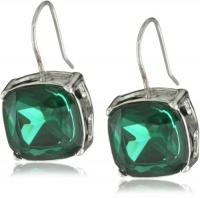 Nine West BLING IT ON Silver-Tone Green Stone Cushion Drop Earrings Nine West BLING IT ON Silver-Tone Green Stone Cushion Drop Earrings