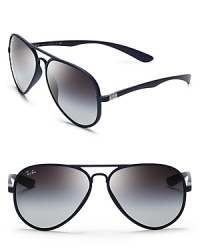 Super light and style-right, these Ray-Ban aviator sunglasses will lighten up your outlook. Super light and style-right, these Ray-Ban aviator sunglasses will lighten up your outlook.