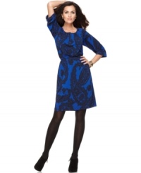 An oversized paisley print creates a bold look on NY Collection's easy-to-wear dress! The henley neckline gives it a casual touch. An oversized paisley print creates a bold look on NY Collection's easy-to-wear dress! The henley neckline gives it a casual touch.