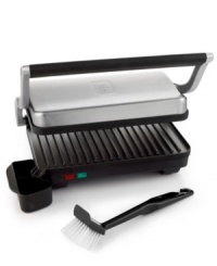 Ready to im(press). Expand your taste & culinary ability with this multi-purpose grill and panini maker. A floating hinge automatically adjusts to any size food, so you can whip up everything from pressed sandwiches to brilliantly baked chicken. Nonstick, ribbed cooking plates are easy to clean and direct grease away from food for healthier habits! 1-year warranty. Model WPGPP20.