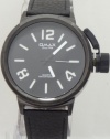 Omax Quartz Black Watch Men's watch Large Size Case Black Leather Band