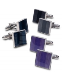 Understated and classic designed tonal square cufflinks by Geoffrey Beene. Understated and classic designed tonal square cufflinks by Geoffrey Beene.