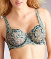 Lunaire Sevilla Luxe Embroidered Demi Underwire Bra, 32DDD, Marine Animal