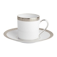 Beautiful, white Limoges porcelain with a dynamic platinum border, the geometric motif of the Athena collection creates a dimensional and graphic appearance. Also available with gold border. Beautiful, white Limoges porcelain with a dynamic platinum border, the geometric motif of the Athena collection creates a dimensional and graphic appearance. Also available with gold border.