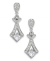 Glamour takes center stage with the Grandeur linear earrings from Eliot Danori. Crafted from rhodium-plated brass, the earrings illuminate with crystal and cubic zirconias (2-1/2 ct. t.w.). Approximate drop: 1-1/2 inches.