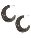 Modern and modish. Kenneth Cole New York's half-hoop earrings convey chic, contemporary appeal. Made in hematite tone mixed metal, they're elegantly embellished with sparkling pave crystals. Approximate diameter: 3/4 inch.