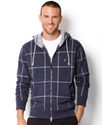 Get ready for fall with this windowpane check hoodie from Nautica. Get ready for fall with this windowpane check hoodie from Nautica.