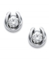 Complement any look with a little sparkle. Sirena's pretty stud earrings feature a 14k white gold bezel setting with round-cut diamonds inside (1/7 ct. t.w.). Approximate diameter: 3/4 inch.