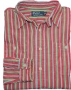 Polo Ralph Lauren Men's Custom-Fit Dobby Striped Shirt, Red, S