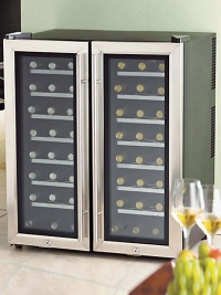 The perfect accessory for any wine lover has two compartments, each with separate temperature controls for reds and whites. The perfect accessory for any wine lover has two compartments, each with separate temperature controls for reds and whites.