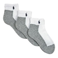 Polo Ralph Lauren toddler boys Grey Sole Quarter socks 3pairs - 2-4 years