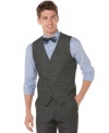 Plaid makes this vest from Perry Ellis a prime example or perfect business style.