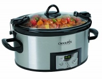 Crock-Pot SCCPVL610-S 6-Quart Programmable Cook & Carry Oval Slow Cooker, Stainless Steel