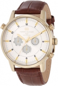 Tommy Hilfiger Men's 1790874 Sport Luxury Multi-Function Gold Plated and Brown Croco Leather Watch Tommy Hilfiger Men's 1790874 Sport Luxury Multi-Function Gold Plated and Brown Croco Leather Watch