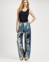 Making a stunning first impression is as simple as donning these luxurious, silk pants featuring an exotic, eye-catching print. Drawstring waistbandWaist dartsInseam, about 35SilkDry cleanImported Model shown is 5'10½ (179cm) wearing US size Small. OUR FIT MODEL RECOMMENDS ordering true size. 