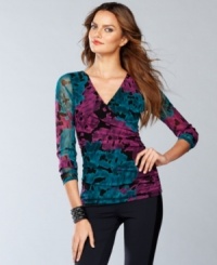 The most flattering silhouette combines with a jewel-toned print and sheer, seductive sleeves? It's got to be a new top from INC. The most flattering silhouette combines with a jewel-toned print and sheer, seductive sleeves? It's got to be a new top from INC.