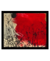 A modern look at nature, Lakeside features plant forms tangling on a ground of brushed sand and vibrant red. A great conversation piece on wrapped canvas for sleek interiors. By artist Michelle Oppenheimer.