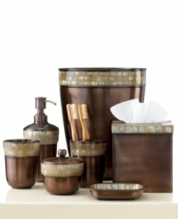 Inlaid Mother-of-Pearl chips bring natural beauty to an antique copper finish in the elegant Opal Copper tumbler. Features handcrafted workmanship. Inlaid Mother-of-Pearl chips bring natural beauty to an antique copper finish in the elegant Opal Copper tumbler. Features handcrafted workmanship.