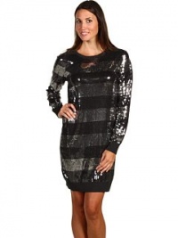 Michael Kors Derby Women's Sequined Striped Sweater Dress Michael Kors Derby Women's Sequined Striped Sweater Dress