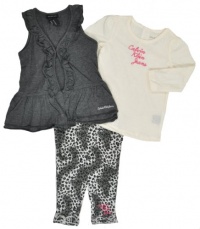 Calvin Klein Baby-girls Infant Vest with Long Sleeve Tee And Printed Pant Calvin Klein Baby-girls Infant Vest with Long Sleeve Tee And Printed Pant
