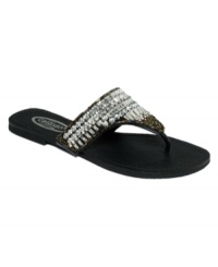Beads galore! Put on the Kelli flat sandals by Callisto and let the details take center stage. Beads galore! Put on the Kelli flat sandals by Callisto and let the details take center stage.