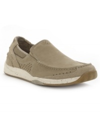 These men's casual shoes may not be meant for the gym or the office, but when you slide into these moc toe loafers from Clarks, you'll realize that they're just right for all places in between. These men's casual shoes may not be meant for the gym or the office, but when you slide into these moc toe loafers from Clarks, you'll realize that they're just right for all places in between.