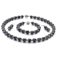PearlsOnly MarieAnt Black 8.0-8.5mm AA Freshwater Cultured Pearl Set PearlsOnly MarieAnt Black 8.0-8.5mm AA Freshwater Cultured Pearl Set