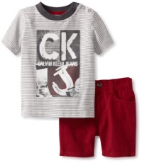 Calvin Klein Baby-boys Infant Stripe Tee With Short Calvin Klein Baby-boys Infant Stripe Tee With Short