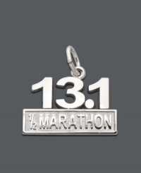 The perfect gift for the avid runner. Commemorate a remarkable achievement with this 13.1 half marathon charm by Rembrandt. Crafted in sterling silver. Approximate drop: 3/4 inch. The perfect gift for the avid runner. Commemorate a remarkable achievement with this 13.1 half marathon charm by Rembrandt. Crafted in sterling silver. Approximate drop: 3/4 inch.