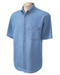 Harriton Men's Short-Sleeve Denim Shirt Harriton Men's Short-Sleeve Denim Shirt