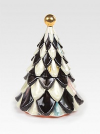 Celebrate the season in style with this festive handmade and hand-painted ceramic jar polished with a brilliant golden top. Each piece is kiln-fired four times, giving it an elegant, lustrous sheen.From the Courtly Check collectionCeramic with golden lustre8¾H x 7 diam.Hand washMade in USA Celebrate the season in style with this festive handmade and hand-painted ceramic jar polished with a brilliant golden top. Each piece is kiln-fired four times, giving it an elegant, lustrous sheen.From the Courtly Check collectionCeramic with golden lustre8¾H x 7 diam.Hand washMade in USA