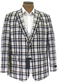 Tommy Hilfiger Mens Navy White Madras Plaid Trim Fit Lightweight Sport Coat Jacket Tommy Hilfiger Mens Navy White Madras Plaid Trim Fit Lightweight Sport Coat Jacket