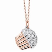 Meira T 14K Rose Gold & Diamonds Cupcake Charm Necklace Meira T 14K Rose Gold & Diamonds Cupcake Charm Necklace