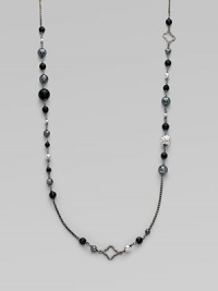 From the Quatrefoil Collection. An extra long sterling silver chain with bead and quatrefoil stations.Black onyx & hematite Sterling silver Can be worn doubled Length, about 48 Lobster clasp closure Imported From the Quatrefoil Collection. An extra long sterling silver chain with bead and quatrefoil stations.Black onyx & hematite Sterling silver Can be worn doubled Length, about 48 Lobster clasp closure Imported