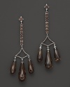 Badgley Mischka Smokey Quartz With Brown Diamond Drop Earrings