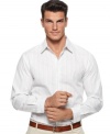 Stay slim with this striped shirt from Perry Ellis to highlight your refined look.